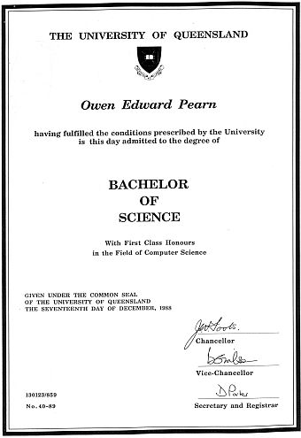 bachelor of science honours year 1988